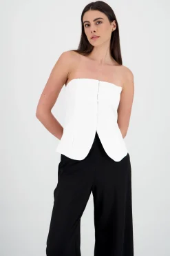 Shasa Strapless Top with Buttons