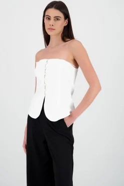 Shasa Strapless Top with Buttons
