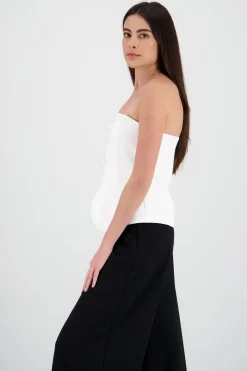 Shasa Strapless Top with Buttons