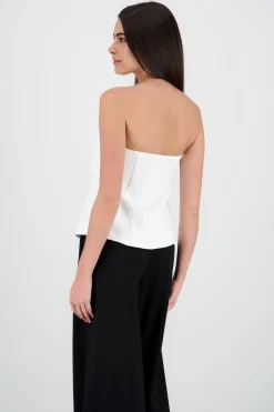 Shasa Strapless Top with Buttons