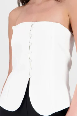 Shasa Strapless Top with Buttons