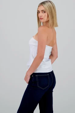 Shasa Strapless Top with Buttons