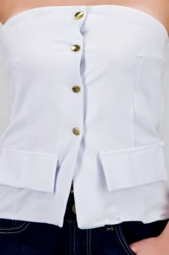 Shasa Strapless Top with Buttons