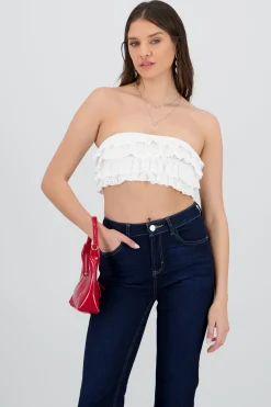 Shasa Strapless Top with Ruffle Detail