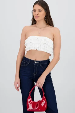 Shasa Strapless Top with Ruffle Detail