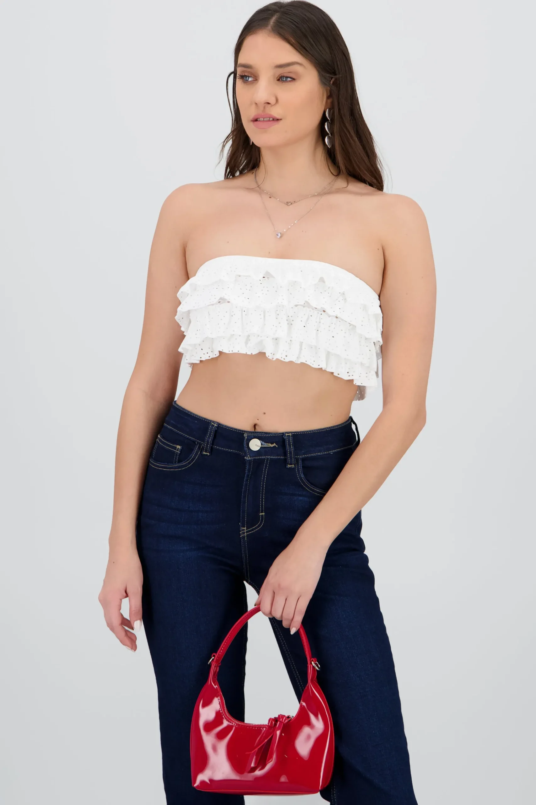 Shasa Strapless Top with Ruffle Detail