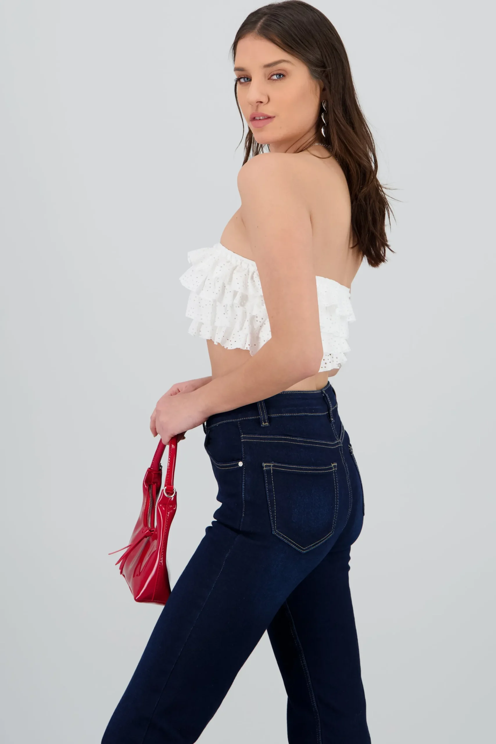 Shasa Strapless Top with Ruffle Detail