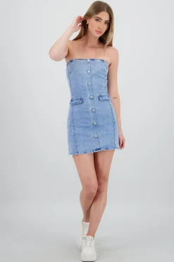 Shasa Strapples Denim Mini Dress