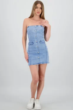 Shasa Strapples Denim Mini Dress