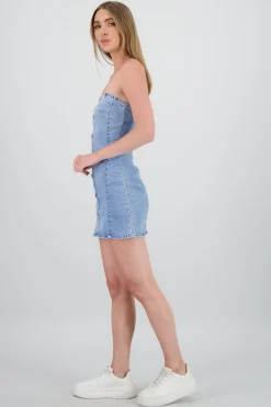 Shasa Strapples Denim Mini Dress