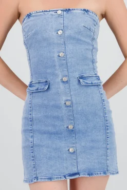 Shasa Strapples Denim Mini Dress