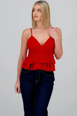 Shasa Strappy Blouse with Ruffle Detail