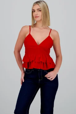 Shasa Strappy Blouse with Ruffle Detail