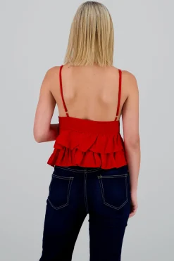 Shasa Strappy Blouse with Ruffle Detail