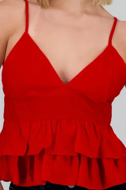 Shasa Strappy Blouse with Ruffle Detail