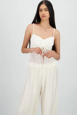 Shasa Strappy Lace Blouse with Gathered Detail