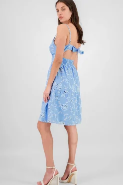 Shasa Strappy Mini Dress with Embroidered Flowers