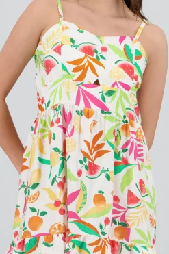 Shasa Strappy Mini Dress with Fruit Print