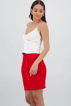 Shasa Strappy Top with Lace and Button Detail