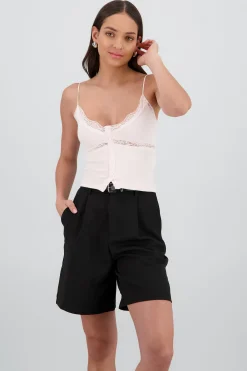 Shasa Strappy Top with Lace and Button Detail
