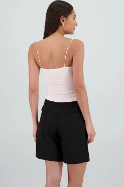 Shasa Strappy Top with Lace and Button Detail