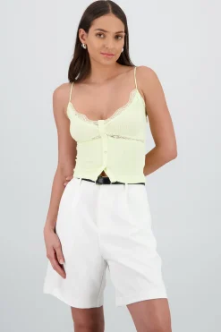 Shasa Strappy Top with Lace and Button Detail