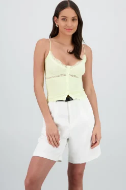 Shasa Strappy Top with Lace and Button Detail