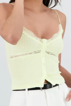 Shasa Strappy Top with Lace and Button Detail