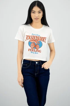 Shasa Strawberry Printed Crop T Shirt