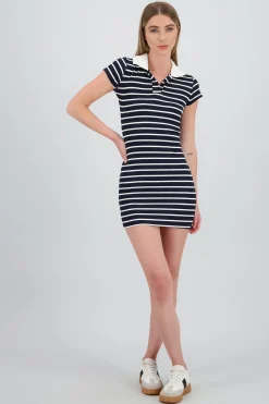 Shasa Striped Bodycon Polo Dress