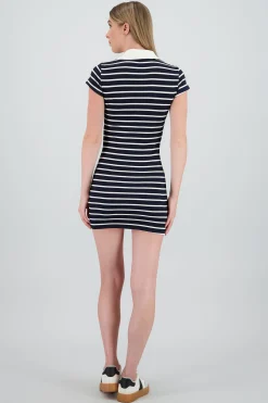 Shasa Striped Bodycon Polo Dress