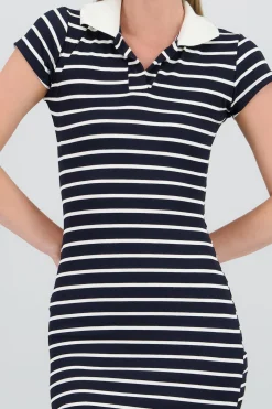 Shasa Striped Bodycon Polo Dress