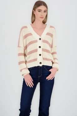 Shasa Striped Button Knit Cardigan