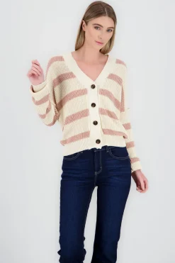 Shasa Striped Button Knit Cardigan