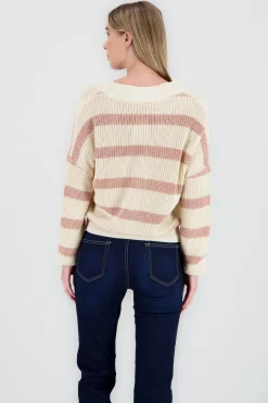 Shasa Striped Button Knit Cardigan