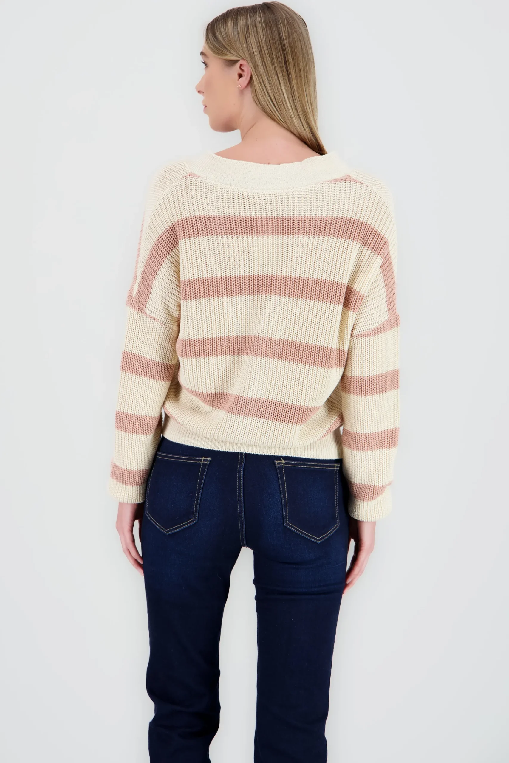 Shasa Striped Button Knit Cardigan
