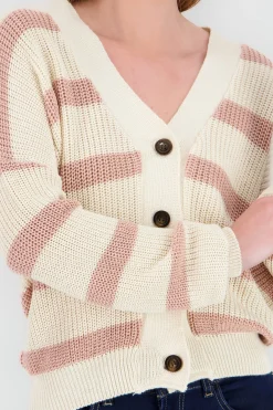 Shasa Striped Button Knit Cardigan