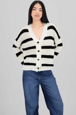 Shasa Striped Button Knit Cardigan