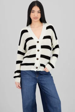 Shasa Striped Button Knit Cardigan
