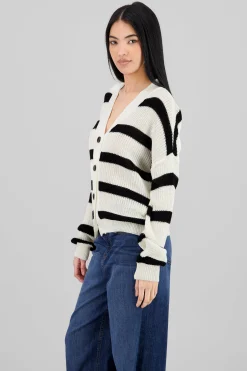 Shasa Striped Button Knit Cardigan