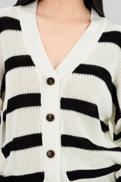 Shasa Striped Button Knit Cardigan