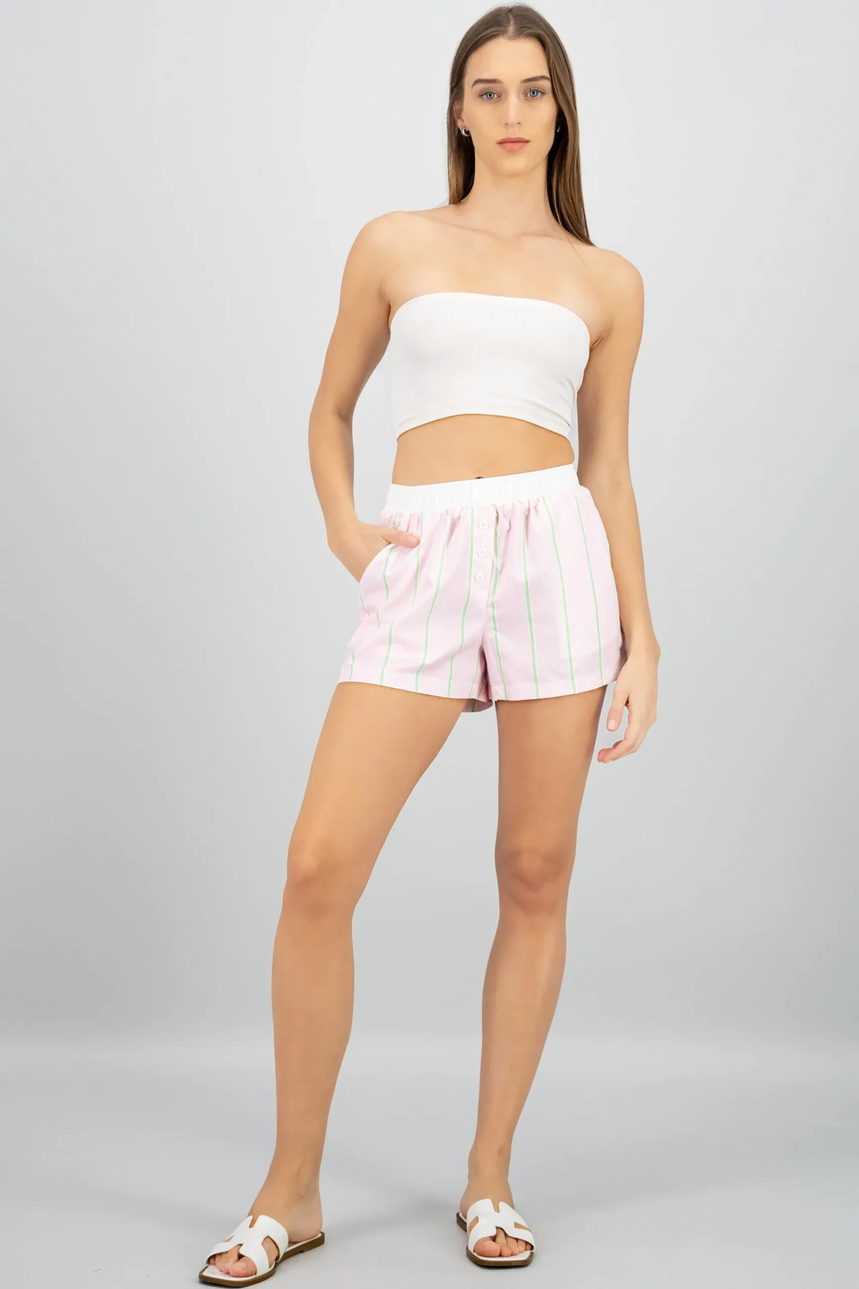 Shasa Striped Button Shorts