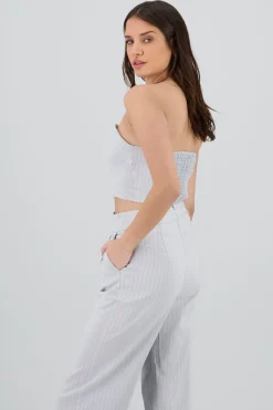 Shasa Striped Crop Top with Sweetheart Neckline