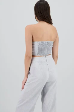Shasa Striped Crop Top with Sweetheart Neckline