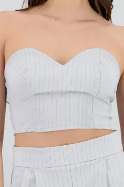 Shasa Striped Crop Top with Sweetheart Neckline