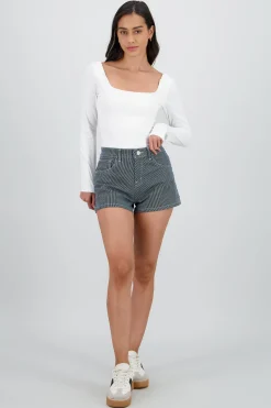 Shasa Striped Denim Shorts