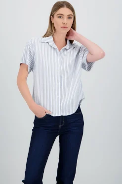 Shasa Striped Detail Short Sleeve Shirt