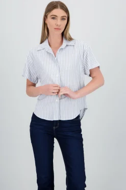 Shasa Striped Detail Short Sleeve Shirt