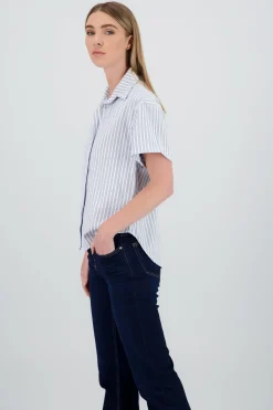 Shasa Striped Detail Short Sleeve Shirt