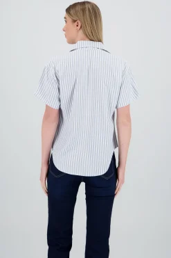 Shasa Striped Detail Short Sleeve Shirt